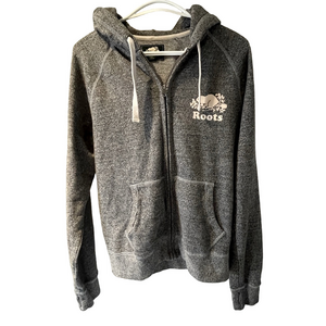 Roots Canada Gray Zip Up Hoodie Womens M Cozy Classic Canadian Casual Streetwear